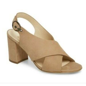paul green retro slingback nubuck block sandals
